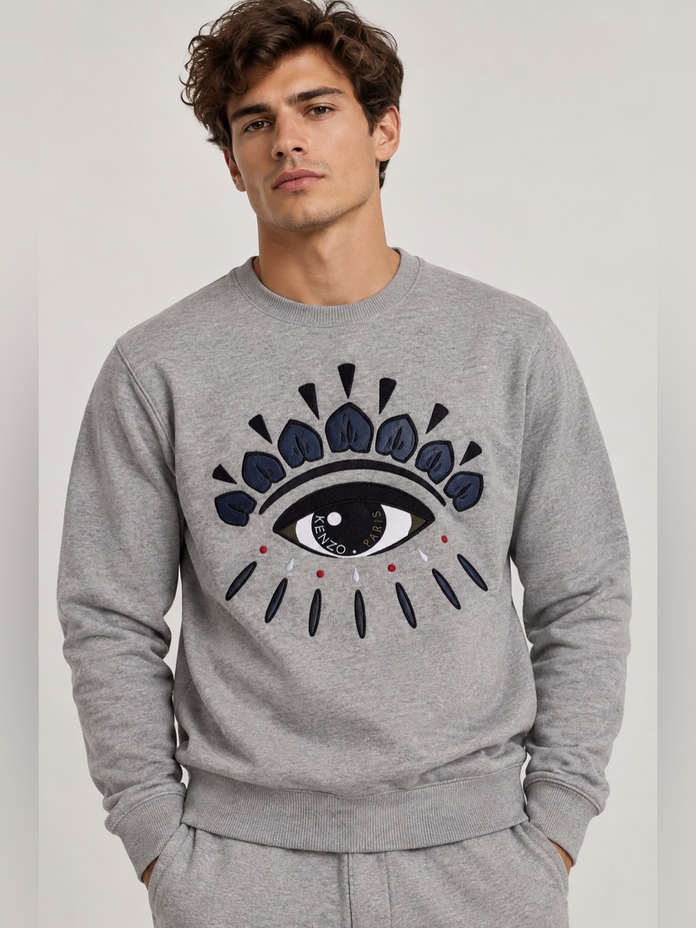 KENZO Paris Eye Embroidered Sweatshirt Gray Men’s XS Designer